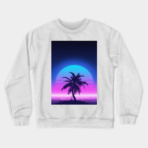 80s Beach Sunset Crewneck Sweatshirt by mrcatguys